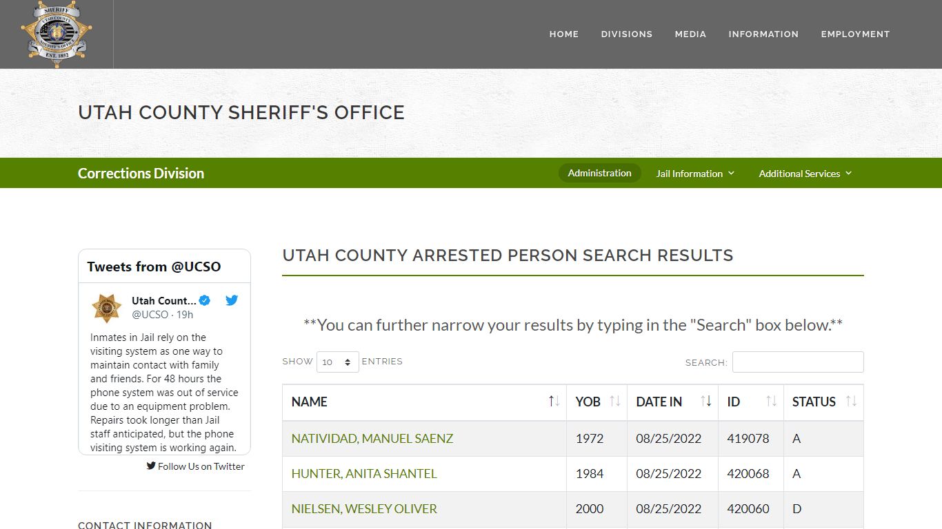 Utah County Sheriff's Office Inmate Search